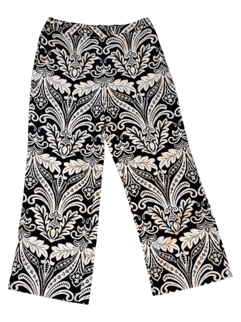 Soft Surroundings Black and Cream Paisley Print Pants